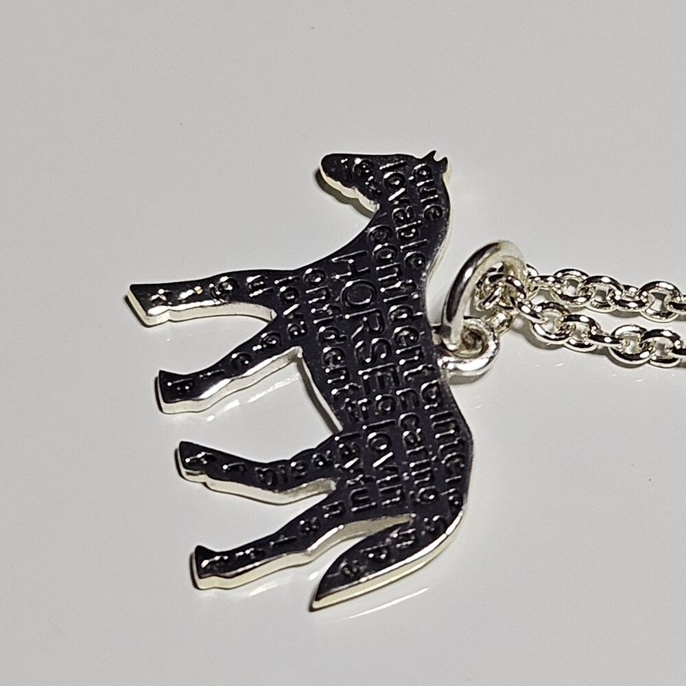 Horse Charm Pendant Silver Tone Pony Colt Equine Traits Confident Lovable 18" - Picture 10 of 14